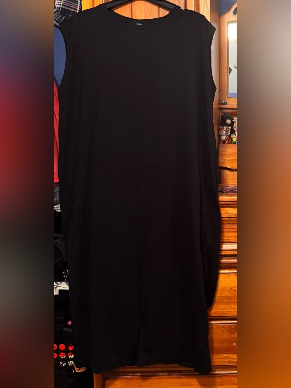 Black Women's Straight Maxi Cap Sleeve Dress - with pockets
